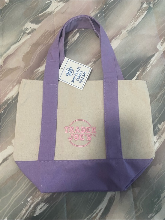 Trader Joe'S Handbags - Trader Joe’s Lavender-Accent Canvas “mini” tote  Bag NWT